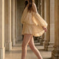 Apricot A Line Halter Short Homecoming Dress with Ruffles