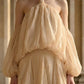 Apricot A Line Halter Short Homecoming Dress with Ruffles