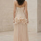Ivory A Line Strapless Long Prom Dress with 3D Flowers