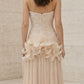 Ivory A Line Strapless Long Prom Dress with 3D Flowers