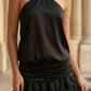 Simple Black Sheath Halter Short Homecoming Dress