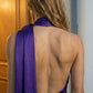 Purple Sheath One Shoulder Long Formal Dress with Side Cape