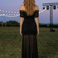 Black Sheath Off the Shoulder Long Prom Dress