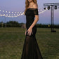 Black Sheath Off the Shoulder Long Prom Dress
