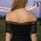 Black Sheath Off the Shoulder Long Prom Dress