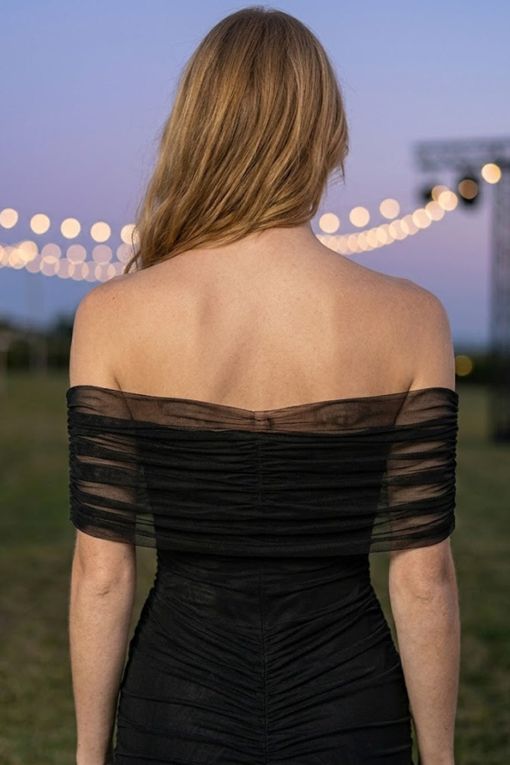 Black Sheath Off the Shoulder Long Prom Dress