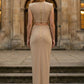 Champagne Sheath High Neck Cutout Long Formal Dress