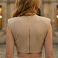 Champagne Sheath High Neck Cutout Long Formal Dress