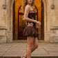 Brown A Line Strapless Short Homecoming Dress with Ruched