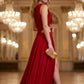 Red A Line One Shoulder Long Formal Dress with Slit