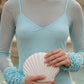 Simple Mint Green Sheath High Neck Long Prom Dress