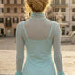 Simple Mint Green Sheath High Neck Long Prom Dress