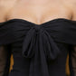 Black A Line Off the Shoulder Short Homecoming Dress with Bow