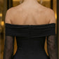 Black A Line Off the Shoulder Short Homecoming Dress with Bow