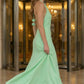 Sage Sheath Halter Long Prom Dress with 3D Flowers