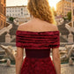 Red Bodycon Off the Shoulder Long Prom Dress with 3D Flowers
