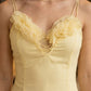 Yellow A Line Spaghetti Straps Long Prom Dress with 3D Flowers