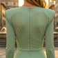 Simple Sage Mermaid V-Neck Long Formal Dress with Ruched