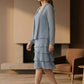 Blue A Line Scoop Long Mother of Bride Dress with Jacket