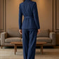 Navy Blue Pantsuit V-Neck Long Mother of Bride Dress with Belt