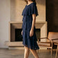 Navy Blue A Line Scoop Long Mother of Bride Dress with Ruffles