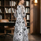 White Floral A Line Scoop Long Mother of Bride Dress