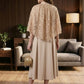 Apricot A Line High Neck Long Lace Appliques Mother of Bride Dress