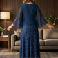 Navy Blue A Line Scoop Lace Appliques Long Mother of Bride Dress