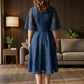 Navy Blue A Line Scoop Appliques Long Mother of Bride Dress
