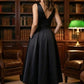 Black A Line V-Neck Sleeveless Long Mother of Bride Dress with Sash