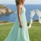Mint Green A Line One Shoulder Long Chiffon Bridesmaid Dress