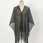V-Neck Sheer Evening Wrap with Fringe