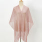 V-Neck Sheer Evening Wrap with Fringe