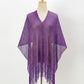 V-Neck Sheer Evening Wrap with Fringe