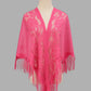 Open Front Floral Evening Wrap with Fringe