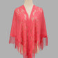 Open Front Floral Evening Wrap with Fringe