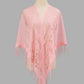 Open Front Floral Evening Wrap with Fringe