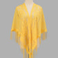 Open Front Floral Evening Wrap with Fringe