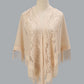 Open Front Floral Evening Wrap with Fringe