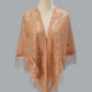 Open Front Floral Evening Wrap with Fringe