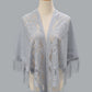 Open Front Floral Evening Wrap with Fringe