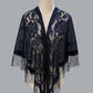 Open Front Floral Evening Wrap with Fringe
