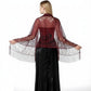 Sheer Floral Lace Evening Wrap with Fringe