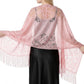 Sheer Floral Lace Evening Wrap with Fringe