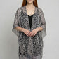 Open Front Leopard Print Kimono Wrap with Fringe