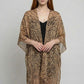 Open Front Leopard Print Kimono Wrap with Fringe