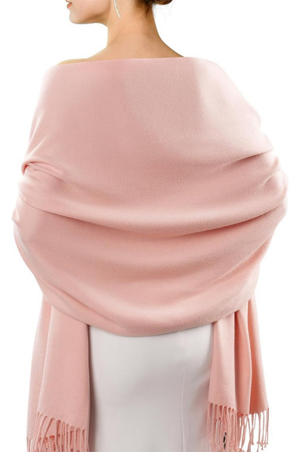 Solid Soft Evening Wrap with Fringe