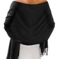 Solid Soft Evening Wrap with Fringe
