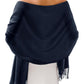 Solid Soft Evening Wrap with Fringe