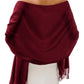 Solid Soft Evening Wrap with Fringe